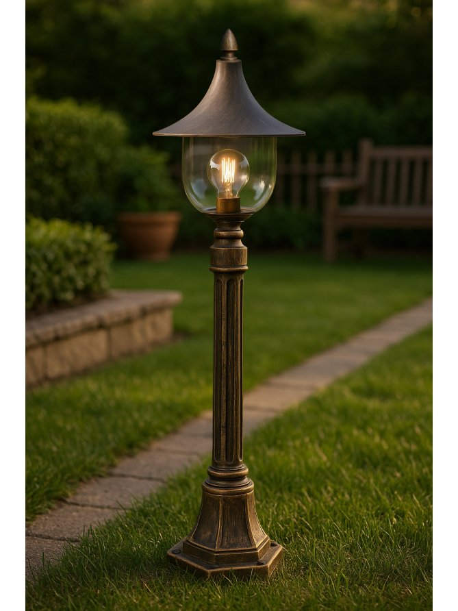 Lampa ogrodowa stojąca K-8129 CZARNY/ZŁOTY z serii BOSTON