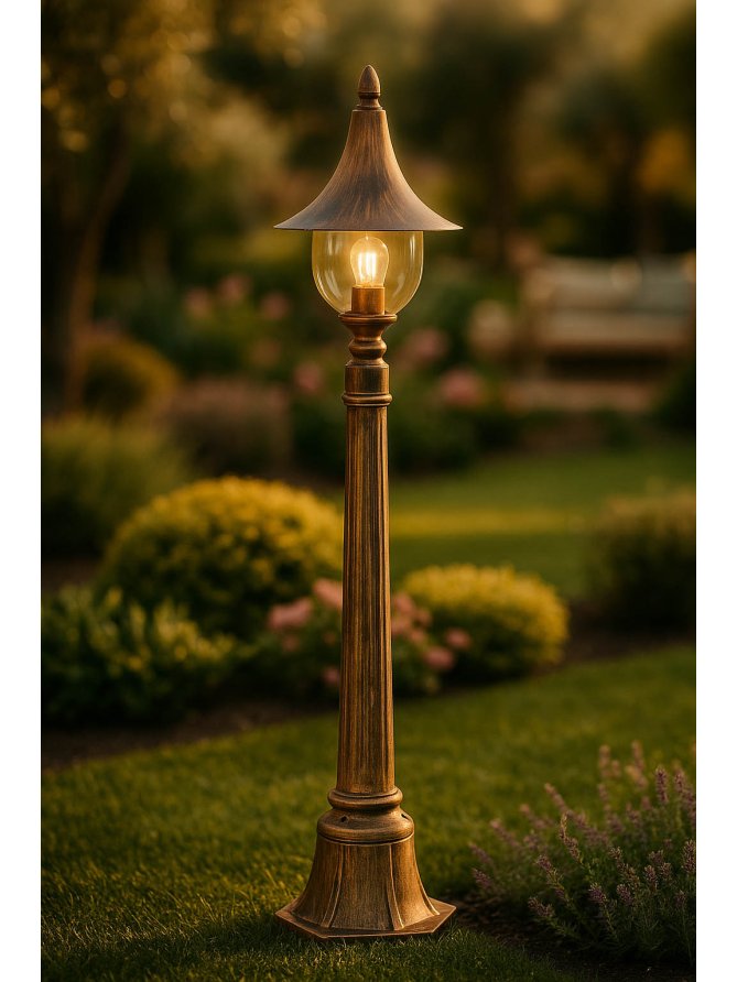 Lampa ogrodowa stojąca K-8129 CZARNY/ZŁOTY z serii BOSTON