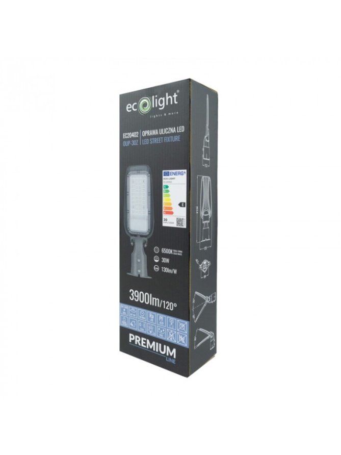 LAMPA ULICZNA PREMIUM 30W 6500K 130lm/W IP65