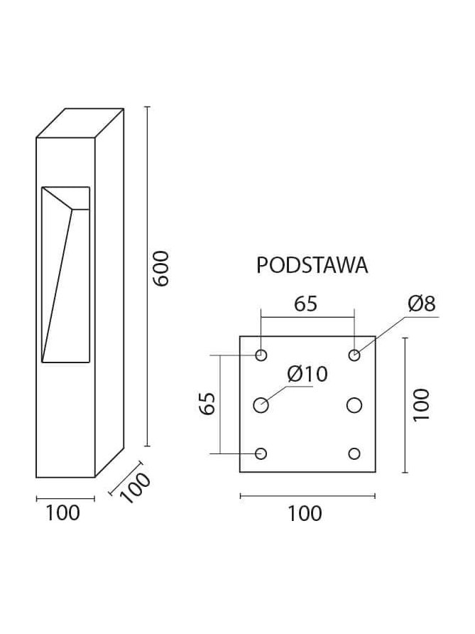 Lampa ogrodowa kwadratowa nowoczesna Modern 60cm czarna IP44 Radex - LEDco.pl