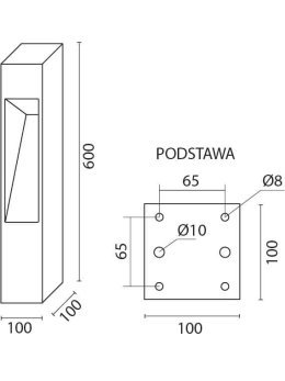 Lampa ogrodowa kwadratowa nowoczesna Modern 60cm czarna IP44 Radex - LEDco.pl
