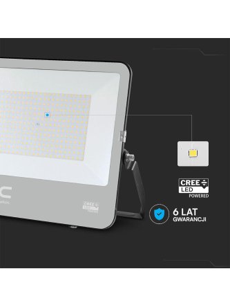 Projektor LED V-TAC CREE CHIP 200W 135lm/W czarna obudowa przewód 1m IP65 VT-44201 6500K 27000lm 6 lat gwarancji 2