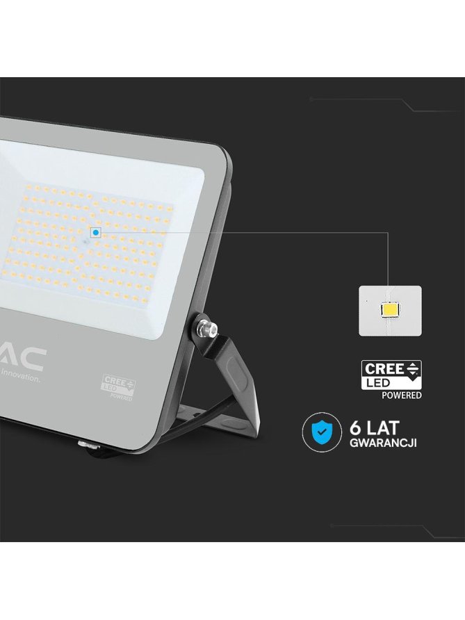 Projektor LED V-TAC CREE CHIP 100W 135lm/W czarna obudowa przewód 1m IP65 VT-44101 4000K 11480lm 6 lat gwarancji