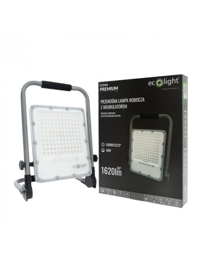 NAŚWIETLACZ ROBOCZY LED Z AKUMULATOREM 50W 5000K