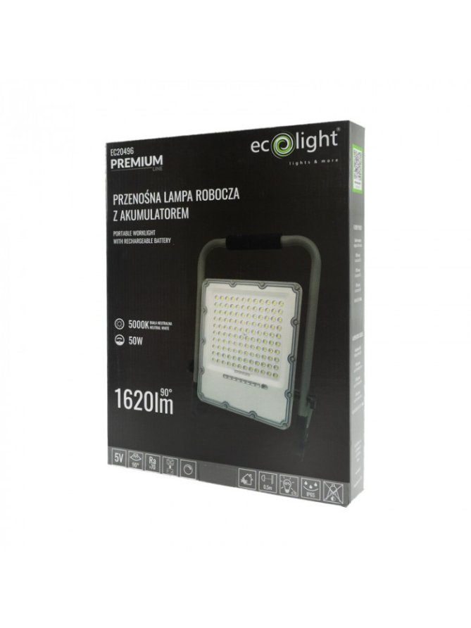 NAŚWIETLACZ ROBOCZY LED Z AKUMULATOREM 50W 5000K