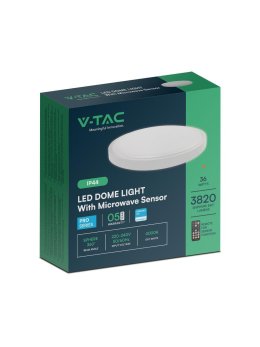 Plafon V-TAC 36W LED SAMSUNG CHIP okrągły 42cm natynkowy pilot czujnik ruchu IP44 biały VT-8630S 4000K 3820lm 5 lat gwarancji