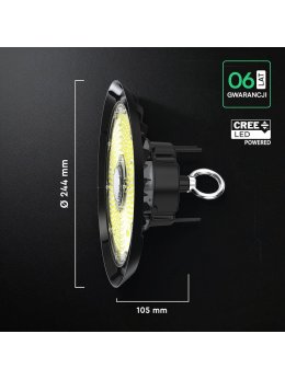 Oprawa V-TAC LED UFO high bay CREE CHIP IP65 ALU 135Lm/W 100W VT-91102 6500K 13500lm 6 lat gwarancji