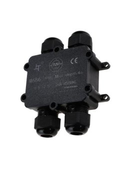 Puszka złączka mufa hermetyczna 4x4Pin czarna 0.5-4mm2 średnica przewodu 8-12mm IP68 V-TAC VT-871