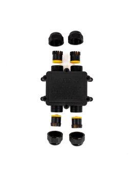 Puszka złączka mufa hermetyczna 4x4Pin czarna 0.5-4mm2 średnica przewodu 8-12mm IP68 V-TAC VT-871
