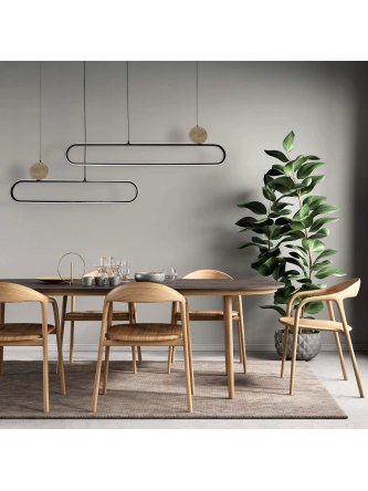 Lampa wisząca geometryczna czarna glamour LED na linach - LEDco.pl 2