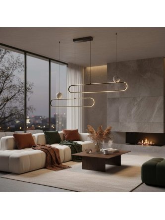 Lampa wisząca nowoczesna glamour kręgi LED na linach - LEDco.pl 2