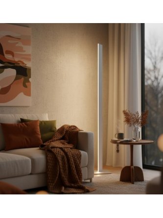 Lampa podłogowa wewnętrzna do salonu ozdobna biała - LEDco.pl