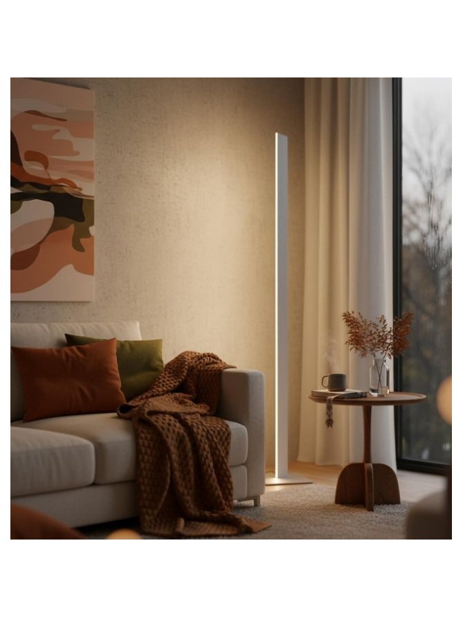 Lampa podłogowa wewnętrzna do salonu ozdobna biała - LEDco.pl