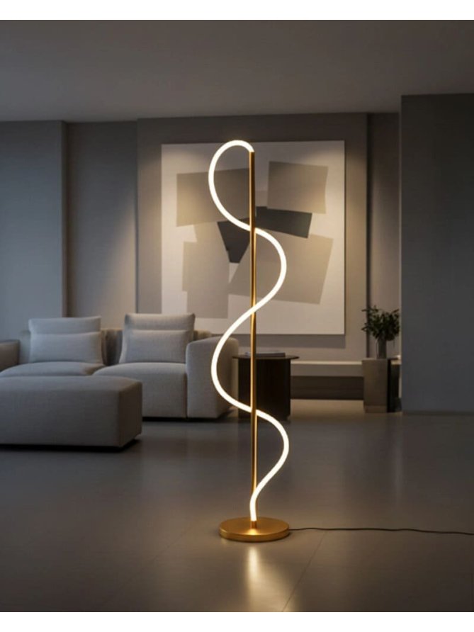 Lampa podłogowa złota świecący sznur pleciony tuba led - LEDco.pl
