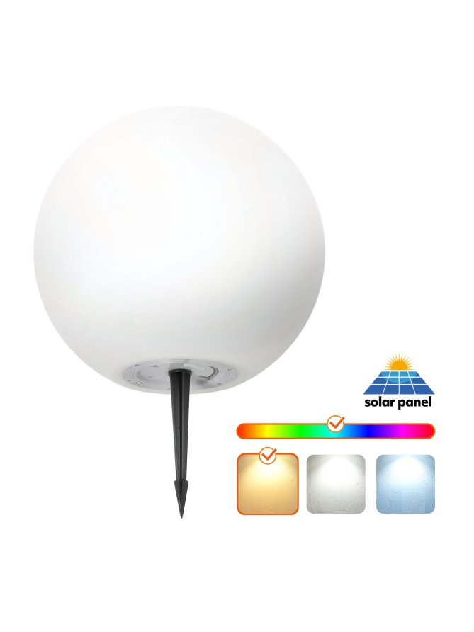 Lampa ogrodowa Solar LED GARDEN BALL 40cm 3000K+RGB Kobi