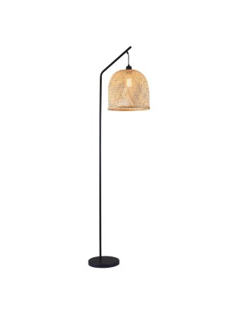 Lampa podłogowa wysoka boho naturalna wiklinowa nad sofę - LEDco.pl