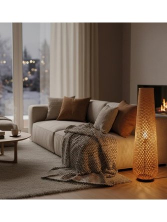 Lampa podłogowa wysoka boho naturalna wiklinowa nowoczesna - LEDco.pl 2