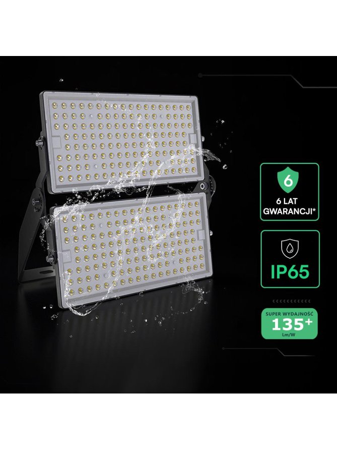 Projektor LED V-TAC CREE CHIP 500W czarny IP65 135Lm/W VT-48500 4000K 67500lm 6 lat gwarancji
