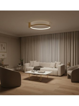okrągła lampa sufitowa ring złota LED do salonu minimalistyczna  - LEDco.pl 2