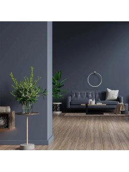 okrągła lampa sufitowa ring nikiel LED do salonu minimalistyczna  - LEDco.pl