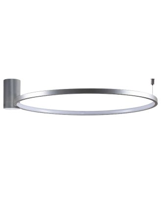 okrągła lampa sufitowa ring nikiel LED do salonu minimalistyczna  - LEDco.pl