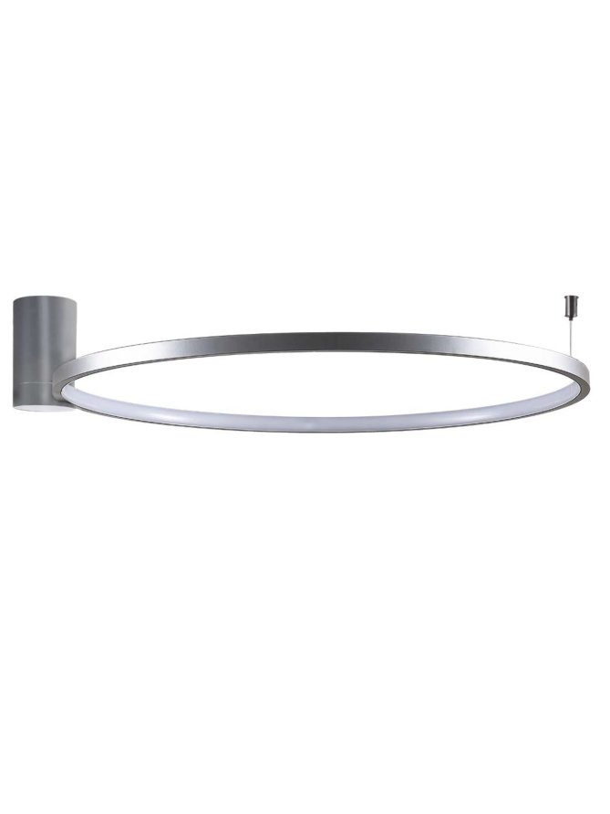 okrągła lampa sufitowa ring nikiel LED do salonu minimalistyczna  - LEDco.pl