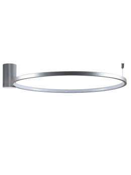 okrągła lampa sufitowa ring nikiel LED do salonu minimalistyczna  - LEDco.pl