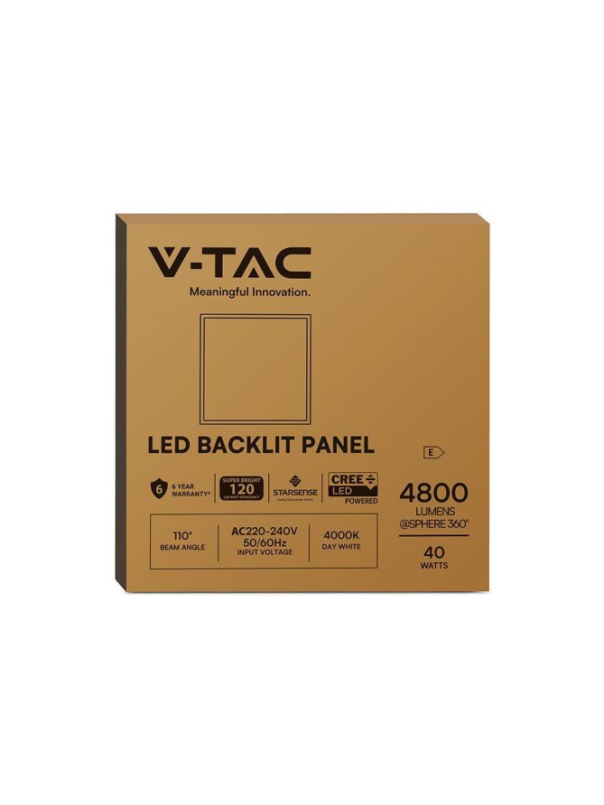 Panel LED V-TAC 40W 600x600 LED CREE CHIP zasilacz STARSENSE backlight 33mm 120Lm/W VT-61044 4000K 4800lm 6 lat gwarancji