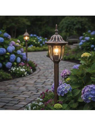 Lampa ogrodowa retro okrągła złota FLORENCJA 108cm 302595 - LEDco.pl 2