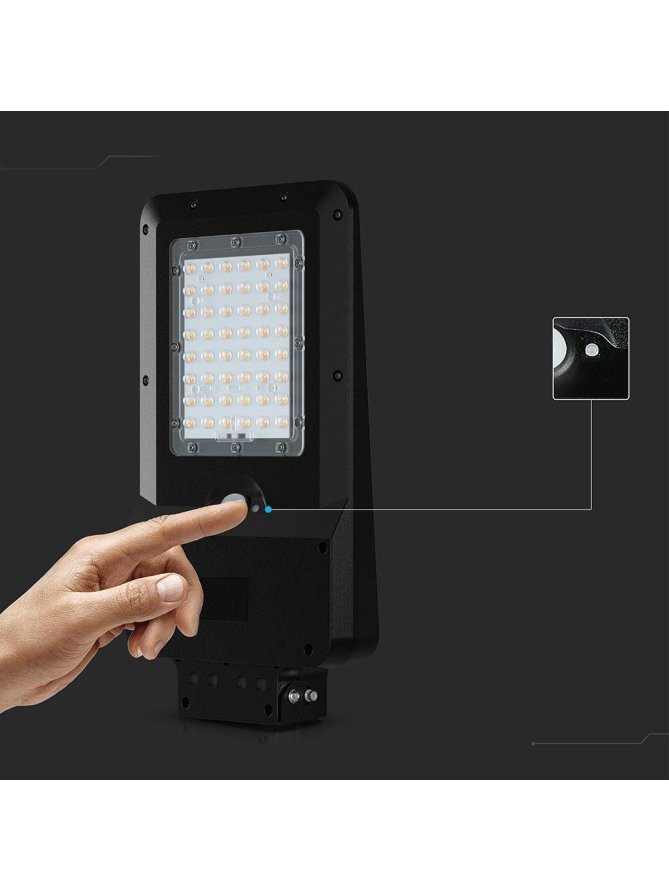 Naświetlacz oprawa uliczna solarna V-TAC 20W LED czarna IP65 150Lm/W VT-ST20CCT 3000K-4000K-6000K 3000lm 3 lata gwarancji