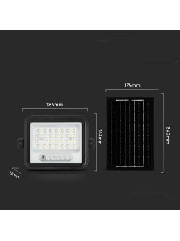 Naświetlacz LED solarny V-TAC 6W CCT pilot auto timer IP65 czarny VT-54W 700lm 3 lata gwarancji