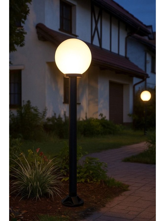 Słupek ogrodowy z kulą 30cm KULE 60 wysokość 80cm E27