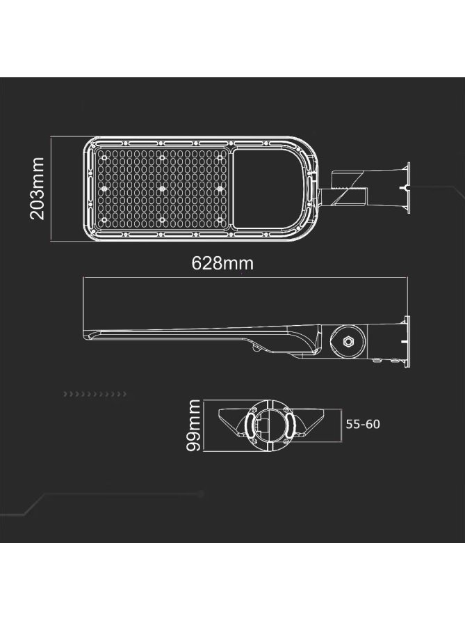 Oprawa uliczna LED V-TAC SAMSUNG CHIP z regulacją i czujnikiem światła 150W 135Lm/W VT-169ST-S 4000K 20250lm 5 lat gwarancji