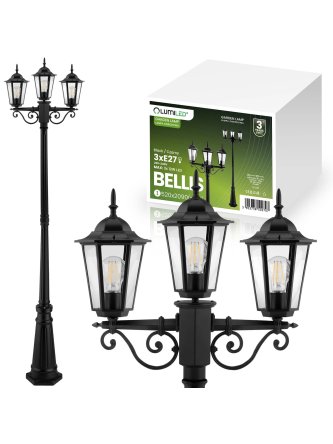 Latarnia ogrodowa parkowa retro BELLIS 2m czarna LUMOGR0135 - LEDco.pl