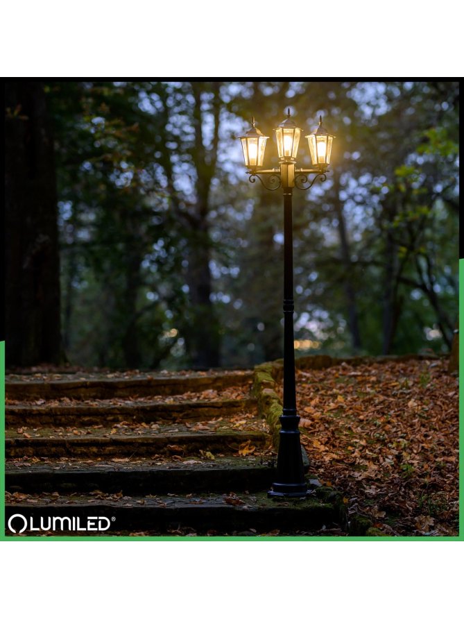 Latarnia ogrodowa parkowa retro BELLIS 2m czarna LUMOGR0135 - LEDco.pl