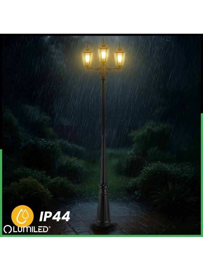 Latarnia ogrodowa parkowa retro BELLIS 2m czarna LUMOGR0135 - LEDco.pl