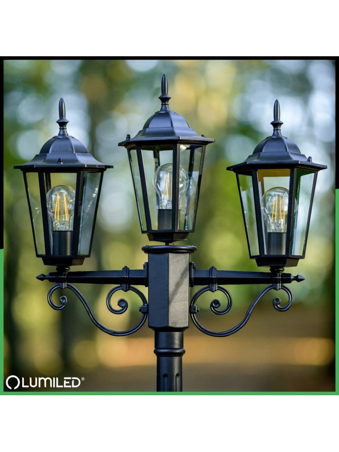 Latarnia ogrodowa parkowa retro BELLIS 2m czarna LUMOGR0135 - LEDco.pl