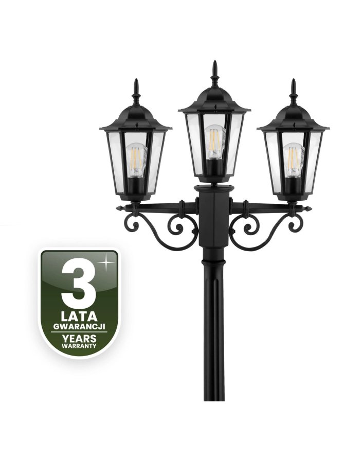 Latarnia ogrodowa parkowa retro BELLIS 2m czarna LUMOGR0135 - LEDco.pl