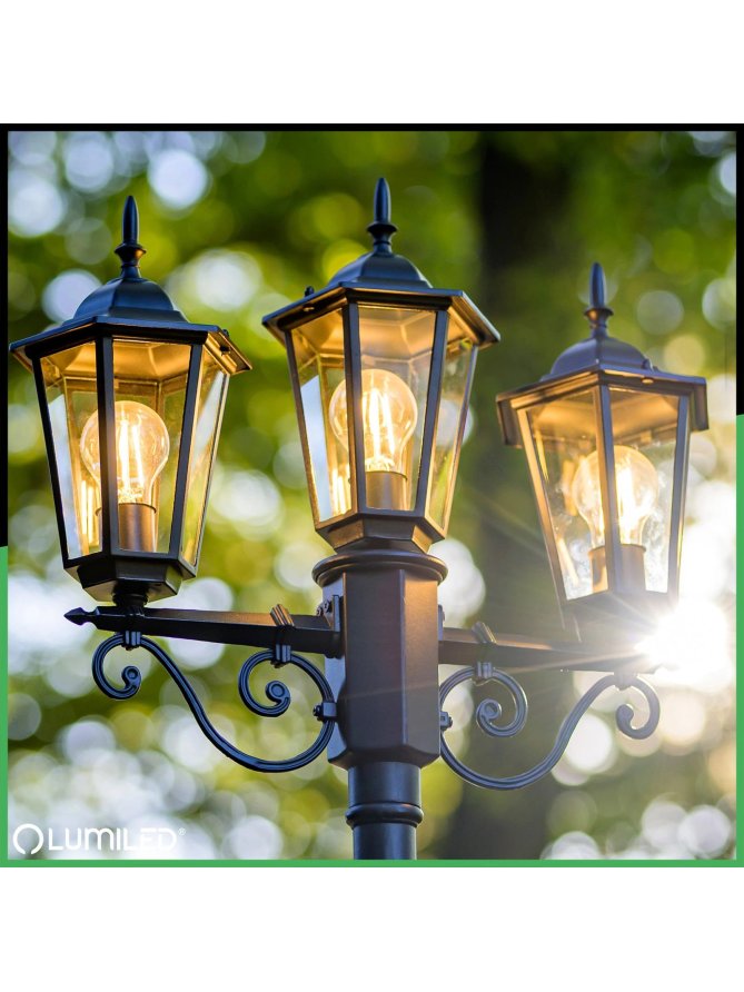 Latarnia ogrodowa parkowa retro BELLIS 2m czarna LUMOGR0135 - LEDco.pl