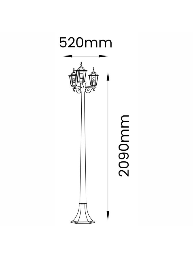 Latarnia ogrodowa parkowa retro BELLIS 2m czarna LUMOGR0135 - LEDco.pl