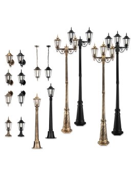 Latarnia ogrodowa parkowa retro BELLIS 2m złota LUMOGR0165 - LEDco.pl