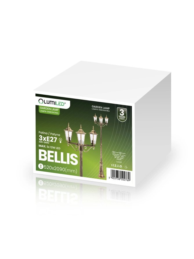 Latarnia ogrodowa parkowa retro BELLIS 2m złota LUMOGR0165 - LEDco.pl