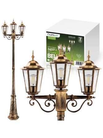 Latarnia ogrodowa parkowa retro BELLIS 2m złota LUMOGR0165 - LEDco.pl