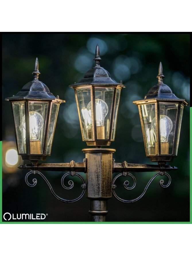 Latarnia ogrodowa parkowa retro BELLIS 2m złota LUMOGR0165 - LEDco.pl