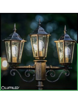 Latarnia ogrodowa parkowa retro BELLIS 2m złota LUMOGR0165 - LEDco.pl