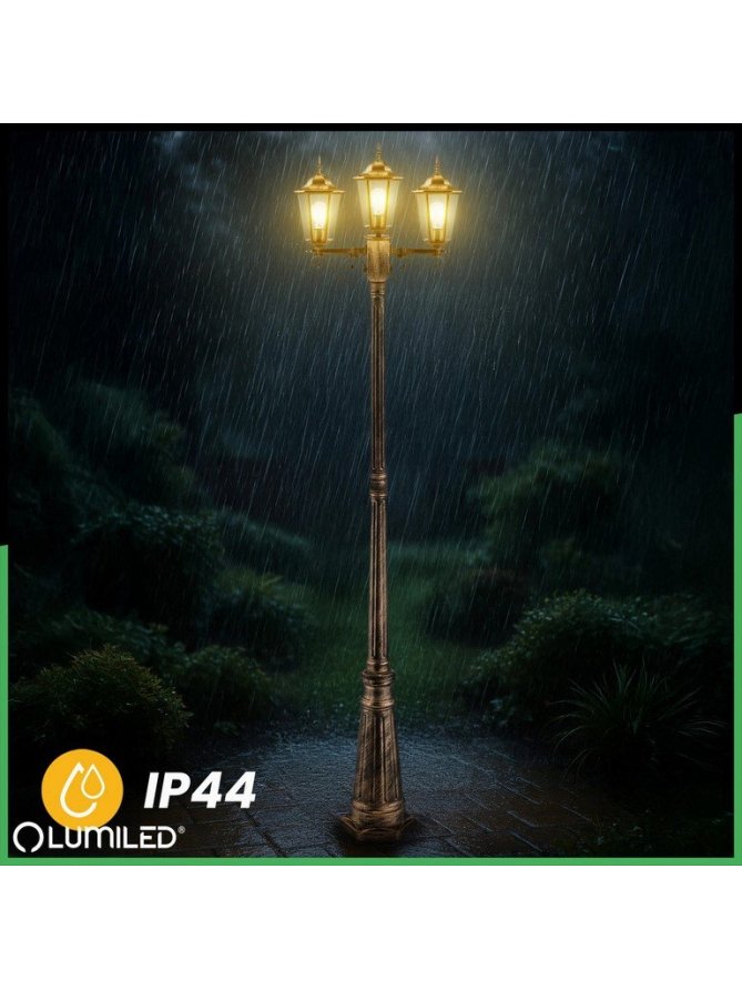 Latarnia ogrodowa parkowa retro BELLIS 2m złota LUMOGR0165 - LEDco.pl
