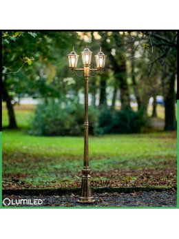 Latarnia ogrodowa parkowa retro BELLIS 2m złota LUMOGR0165 - LEDco.pl