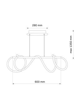 Lampa wisząca czarny żyrandol świecący sznur wąż świetlny led - LEDco.pl