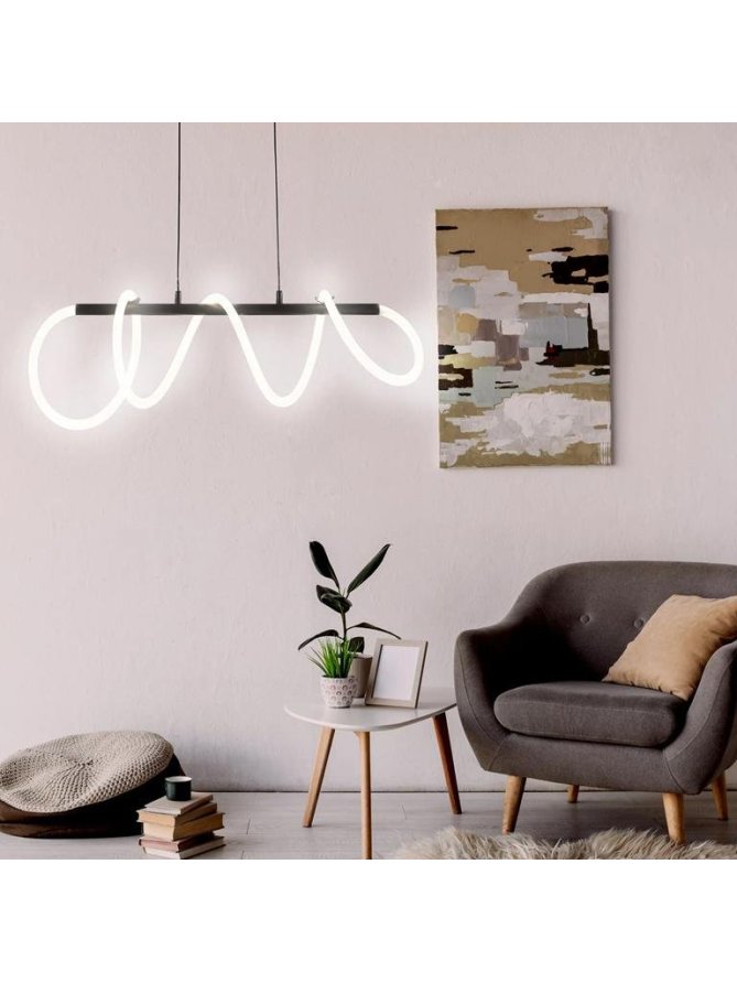 Lampa wisząca czarny żyrandol świecący sznur wąż świetlny led - LEDco.pl