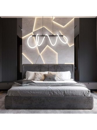 Lampa wisząca czarny żyrandol świecący sznur wąż świetlny led - LEDco.pl